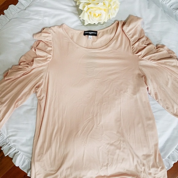 Karl Lagerfeld Cold Shoulder Ruffle - Picture 2 of 3